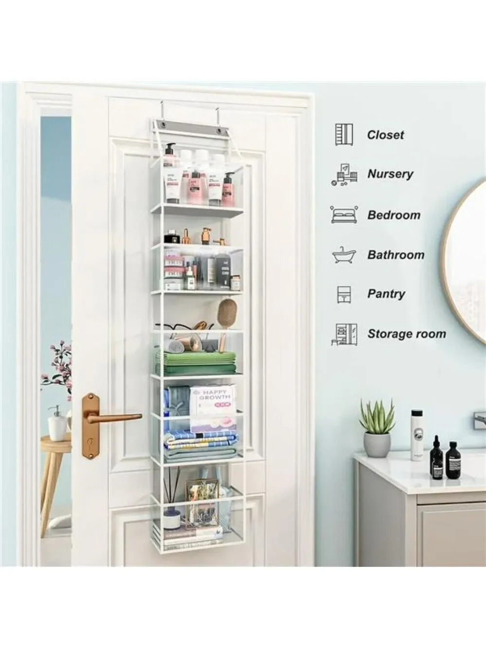 Fixwal Over The Door Organizer 5 Shelf Clear Hanging Storage for Closet Room